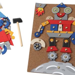 Wooden Pin-cork Robert & Spaceship Tap a Shape Set